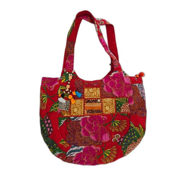 Tribe Azure Embroidered Banjara Bag 100% Cotton Made in India Red Charm - Picture 1 of 9